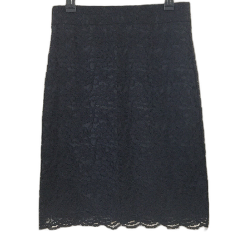 Banana Republic Lace Pencil Skirt Petite 8 Black Work Wear Office